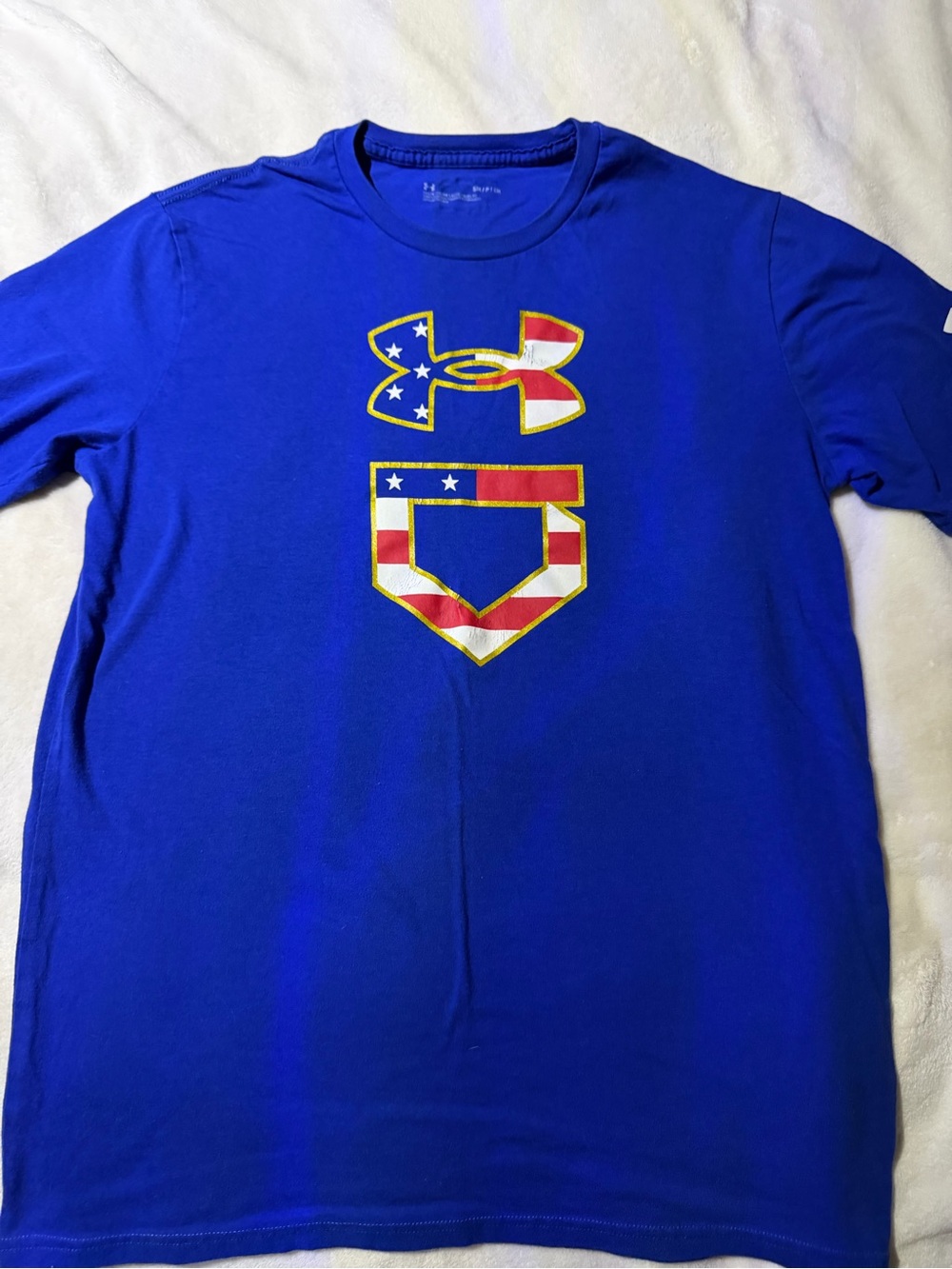 Under Armour Royal Blue Short Sleeve Tee with American Flag Logo